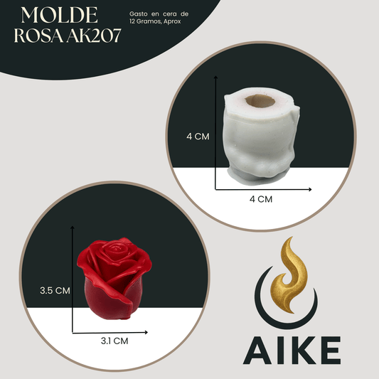 Molde de Silicona Rosa AK207 para Velas | Molde 3D Premium - Aike Store
