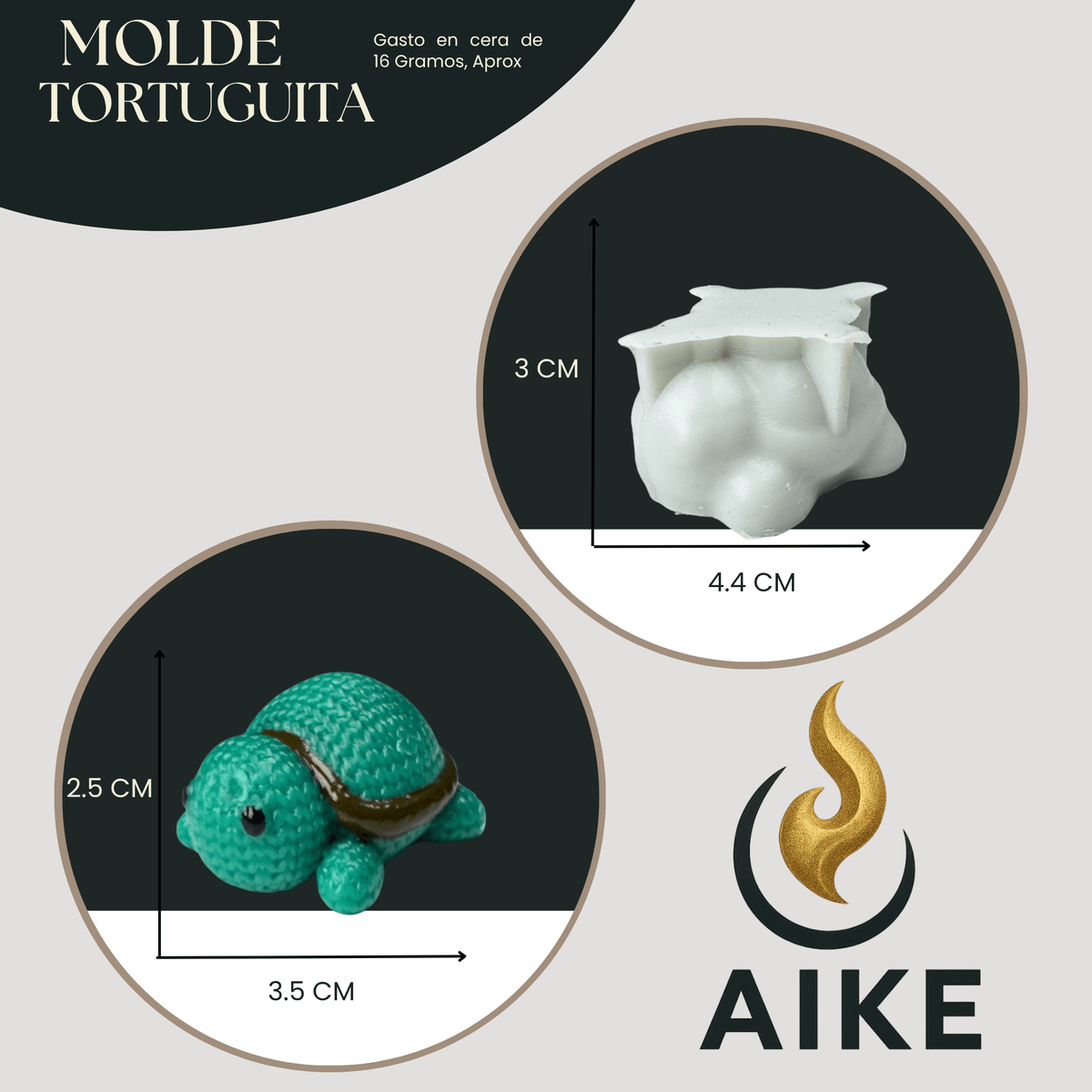 Molde de Silicona Tortuguita para Velas | Molde 3D Premium - Aike Store