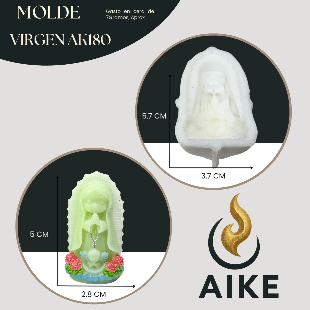 Molde de Silicona Virgen AK180 para Velas | Molde 2D Premium - Aike Store