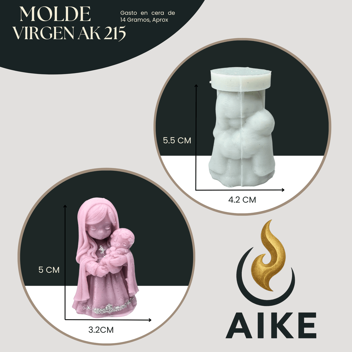 Molde de Silicona Virgen AK215 para Velas | Molde 3D Premium Religioso - Aike Store