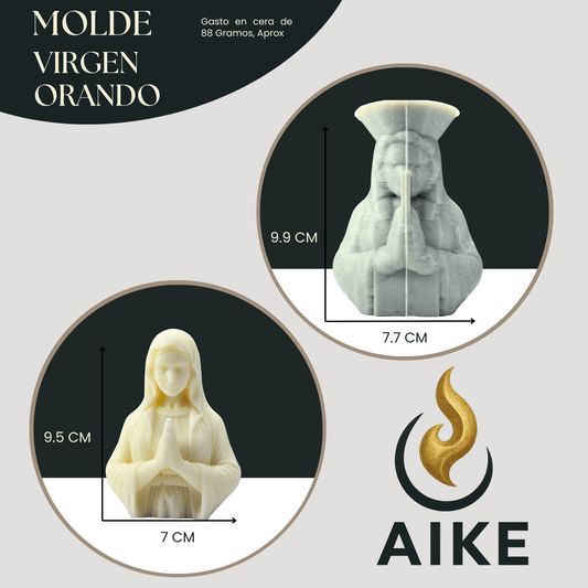 Molde de Silicona Virgen Orando para Velas | Molde 3D Premium - Aike Store