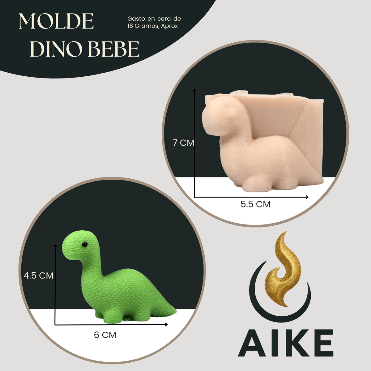 Molde Dinosaurio Bebé para Velas | Molde Infantil Decorativo en Silicona - Aike Store