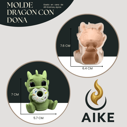 Molde Dragón Bebé con Dona para Velas | Molde Decorativo Kawaii Premium - Aike Store