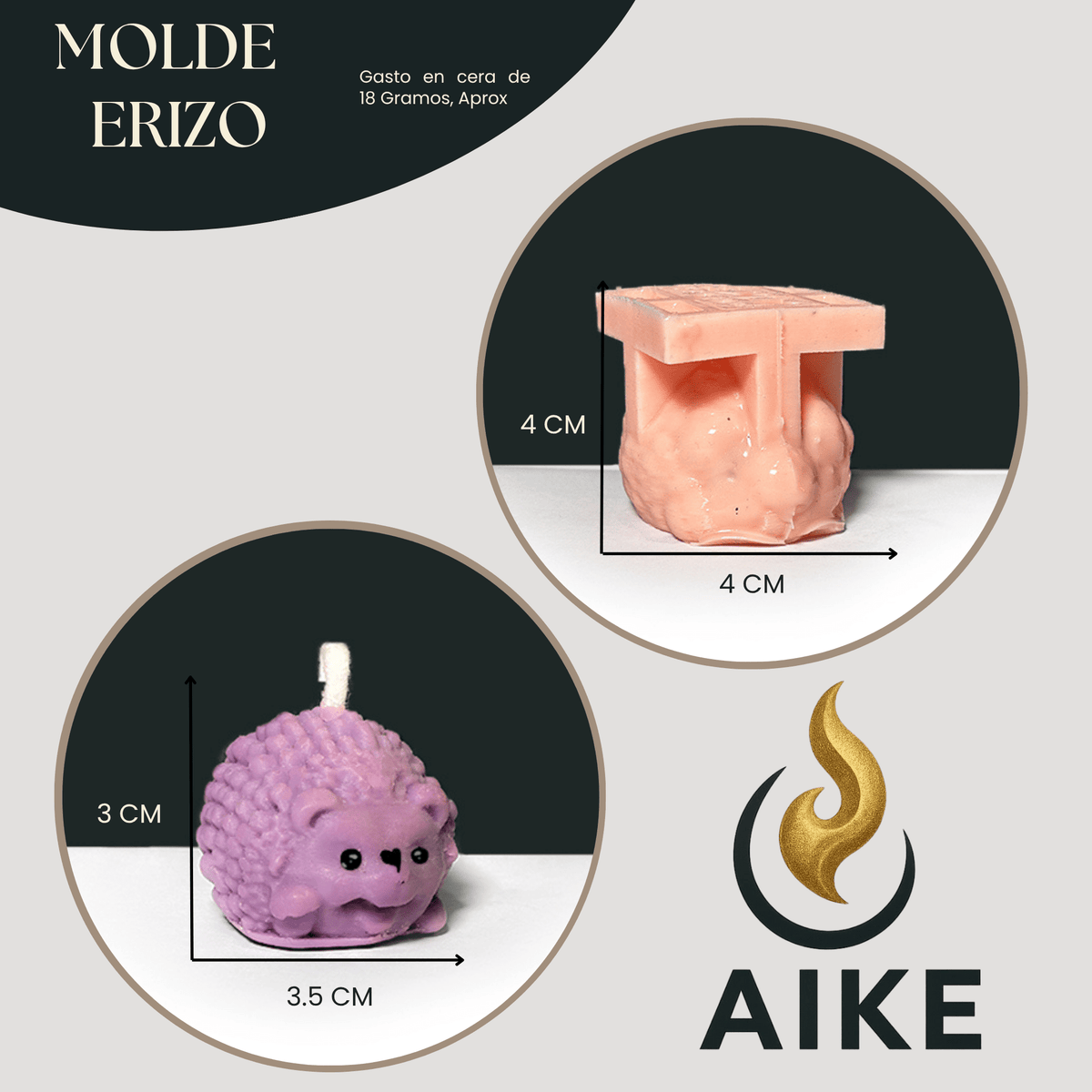 Molde Erizo para Velas | Molde Animal Mini Decorativo en Silicona - Aike Store