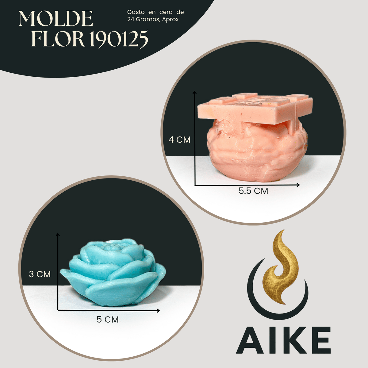 Molde Flor 190125 Tipo Rosa para Velas | Molde de Silicona 3D Decorativo - Aike Store