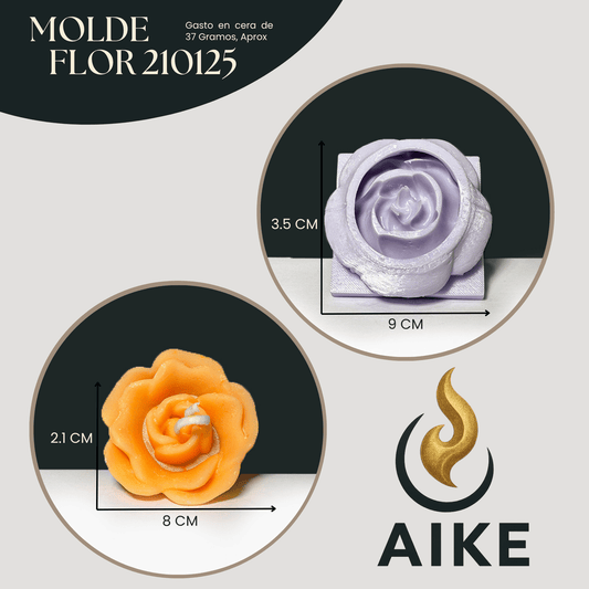 Molde Flor 210125 Tipo Rosa Grande para Velas | Molde de Silicona 3D Decorativo - Aike Store
