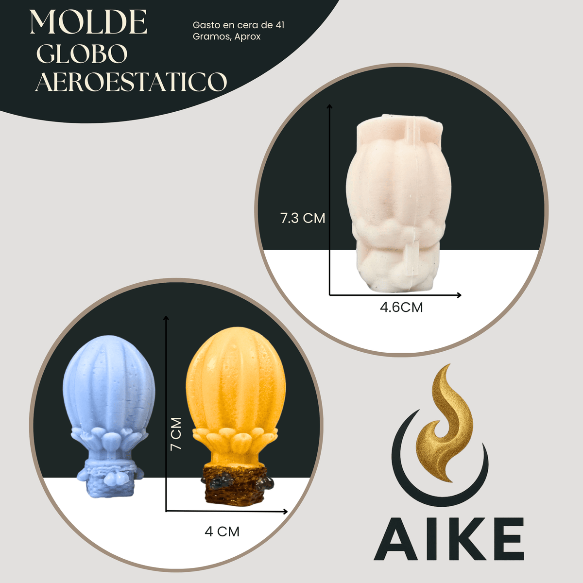 Molde Globo Aerostático para Velas Artesanales y Aromáticas | Molde de Silicona 3D Decorativo - Aike Store