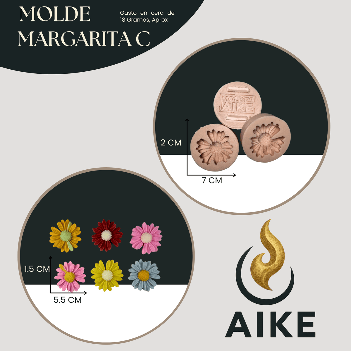 Molde Margarita C para Velas Artesanales y Aromáticas | Molde de Silicona 3D Decorativo - Aike Store