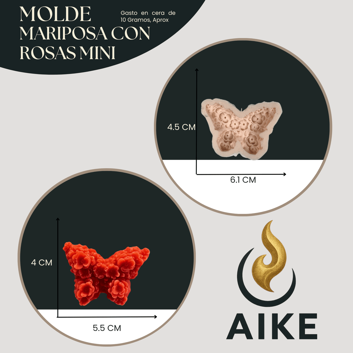 Molde Mariposa con Rosas Mini para Velas | Molde de Silicona Decorativo 3D - Aike Store