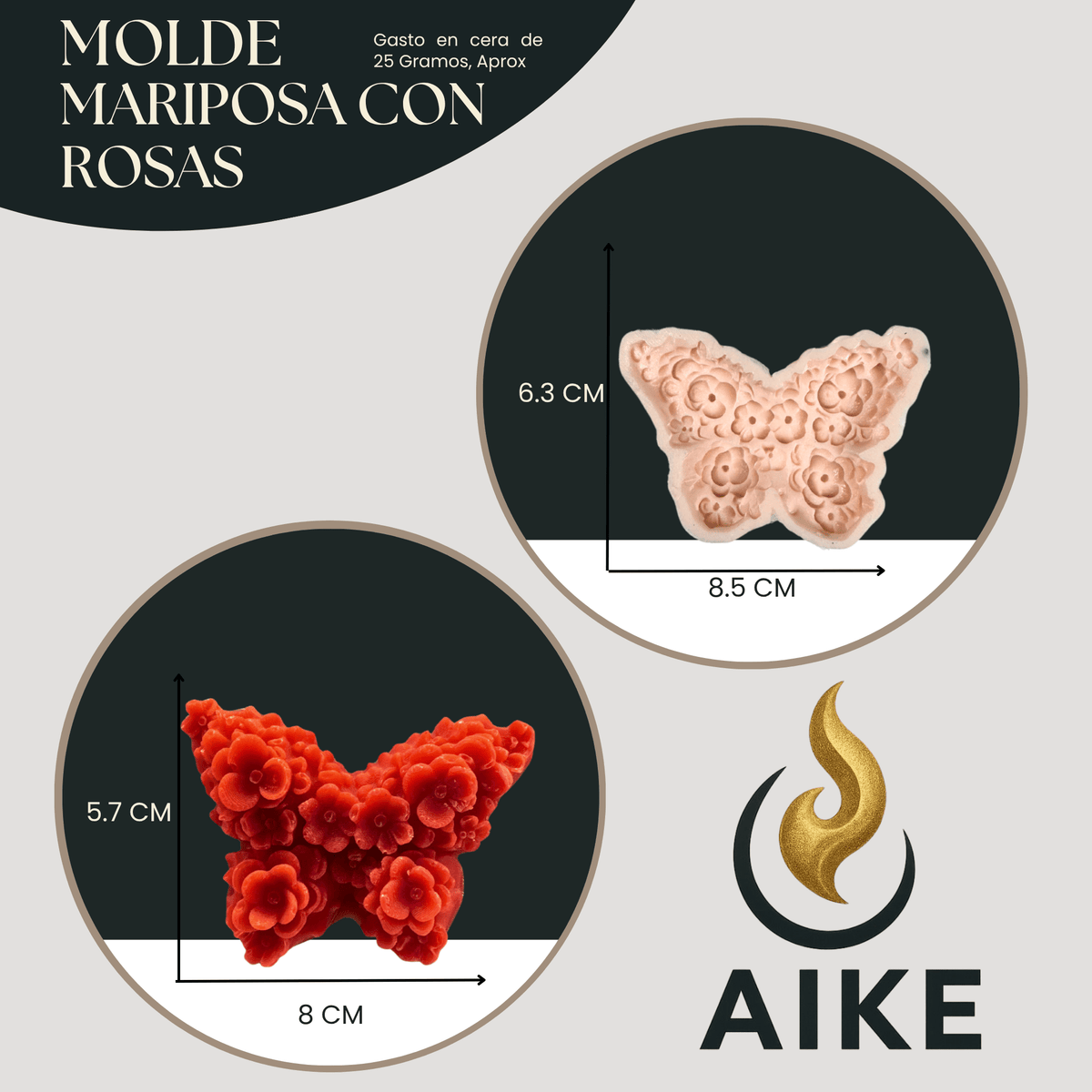 Molde Mariposa con Rosas para Velas | Molde de Silicona Decorativo 3D - Aike Store