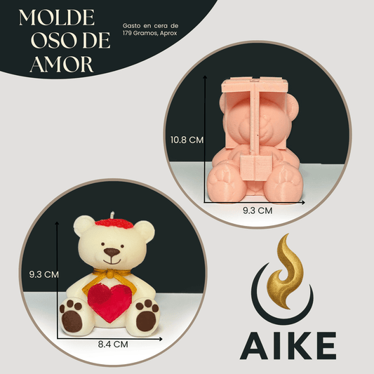 Molde Oso de Amor para Velas Artesanales y Aromáticas | Molde de Silicona 3D Decorativo - Aike Store