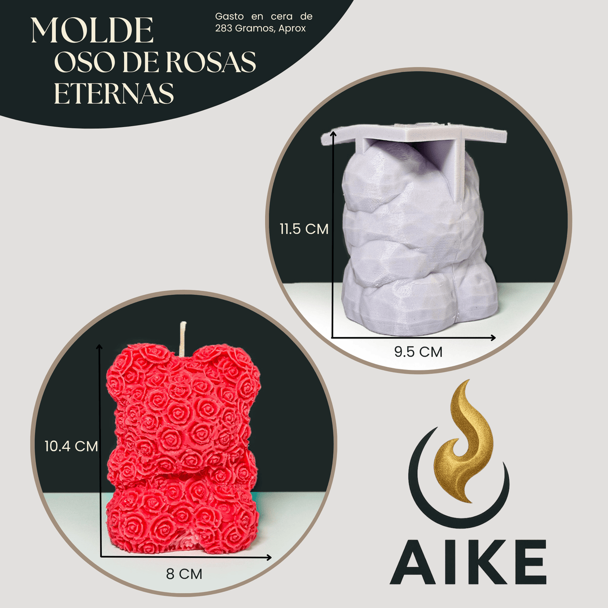 Molde Oso de Rosas Eternas para Velas | Molde de Silicona 3D Decorativo Premium - Aike Store