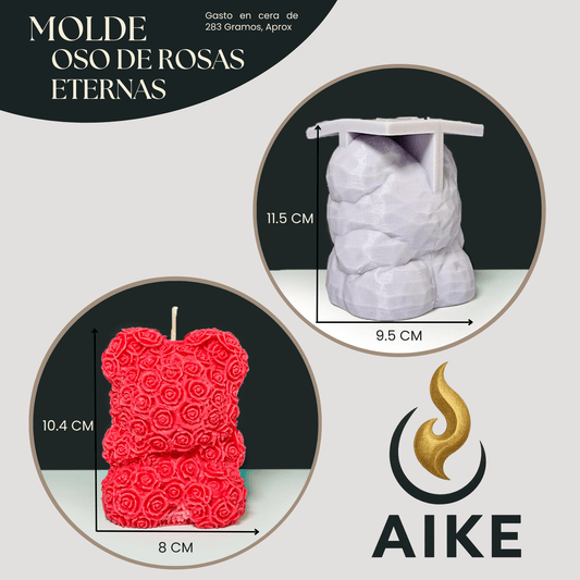 Molde Oso de Rosas Eternas para Velas | Molde de Silicona 3D Decorativo Premium - Aike Store