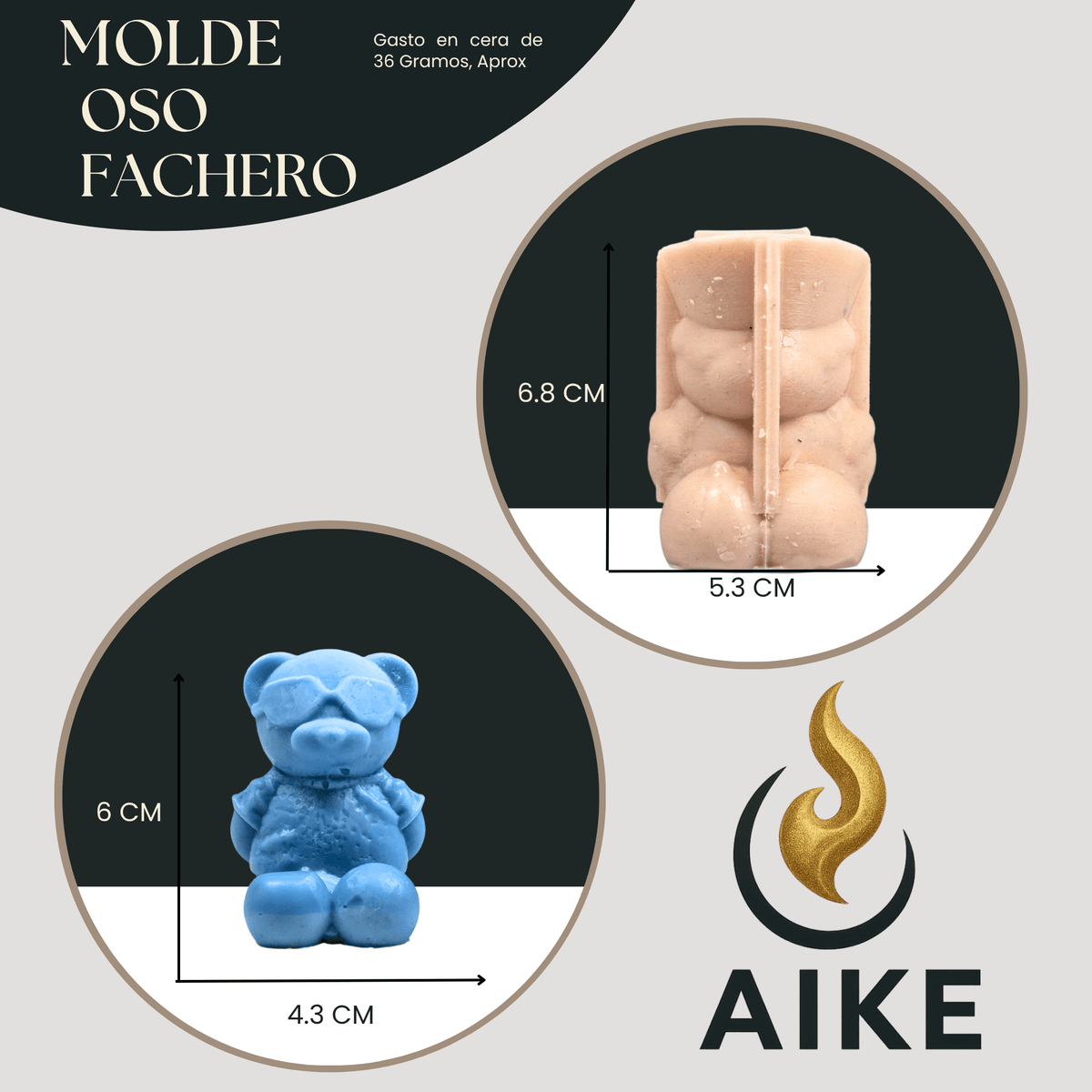 Molde Oso Fachero para Velas | Molde de Silicona Decorativo 3D - Aike Store