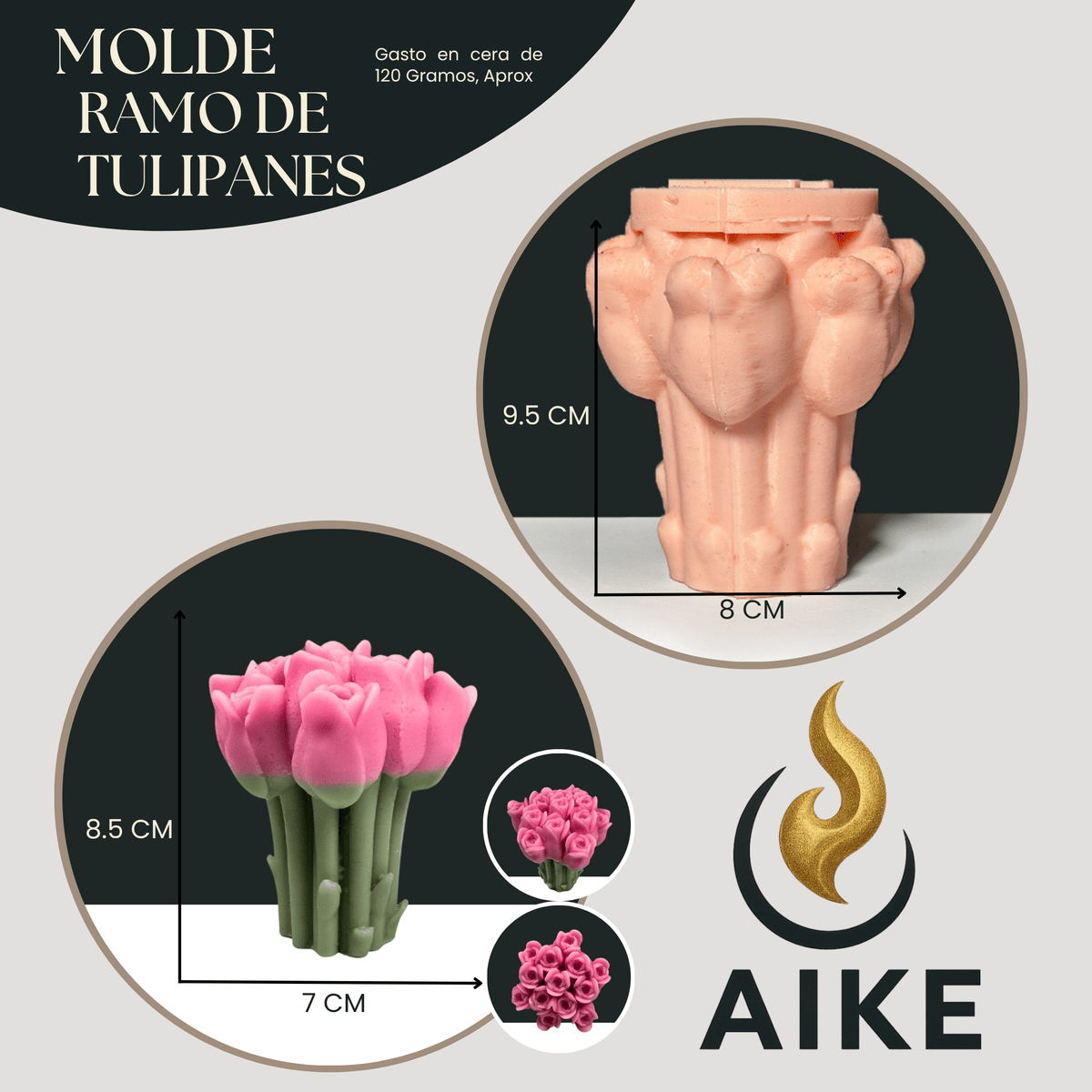Molde Ramo de Tulipanes para Velas | Molde de Silicona 3D Decorativo Floral - Aike Store
