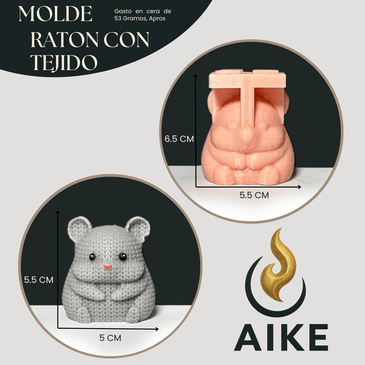 Molde Ratón Tejido para Velas | Molde Silicona 3D Efecto Crochet Decorativo - Aike Store