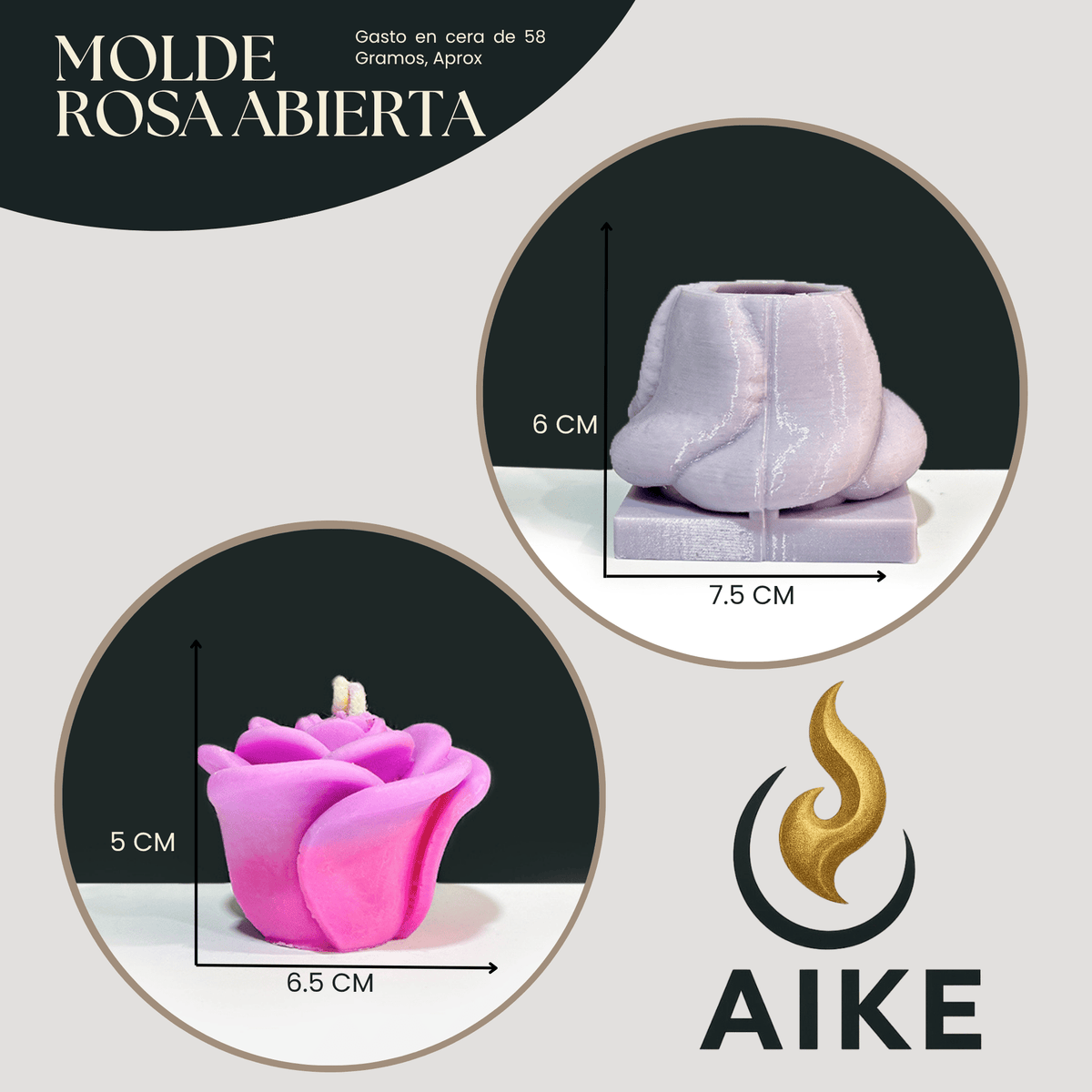 Molde Rosa Abierta para Velas | Molde de Silicona 3D Flor Decorativa Premium - Aike Store