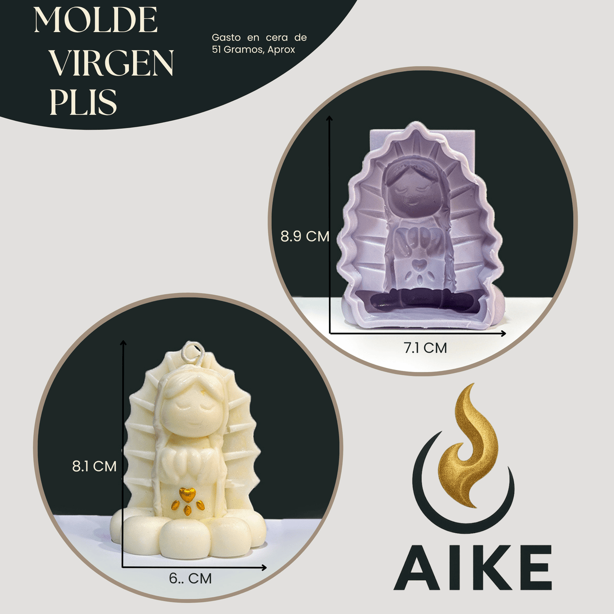 Molde Virgen Plis para Velas Artesanales y Aromáticas | Molde de Silicona 3D Decorativo - Aike Store