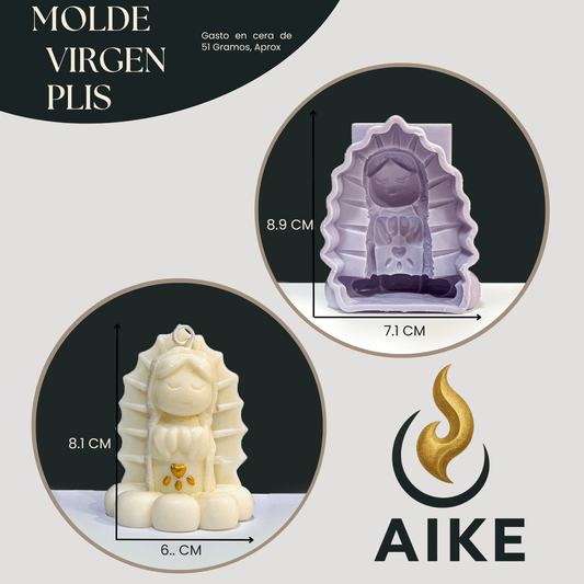 Molde Virgen Plis para Velas Artesanales y Aromáticas | Molde de Silicona 3D Decorativo - Aike Store