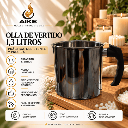 Olla de Vertido 1,3 Litros para Cera | Jarra de Acero Inoxidable AIKE - Aike Store