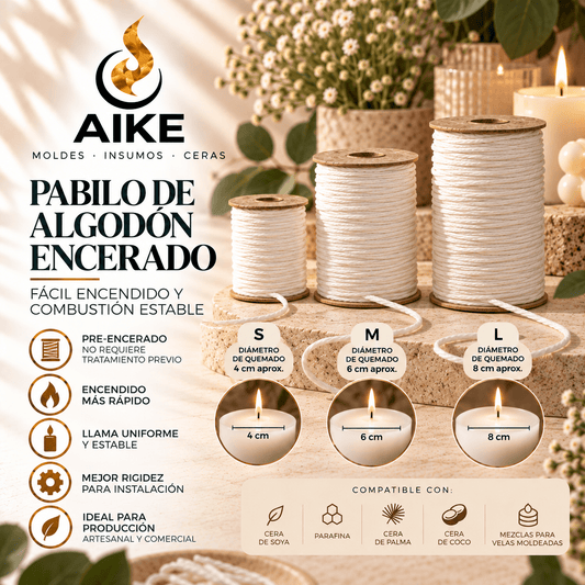 Pabilo de Algodón Encerado para Velas | S, M y L - Aike Store