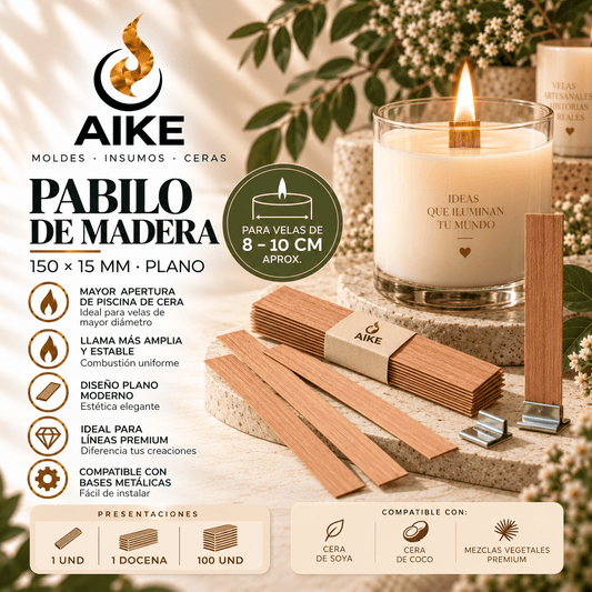 Pabilo de Madera 150x15 mm para Velas | Mecha de Madera Plana - Aike Store