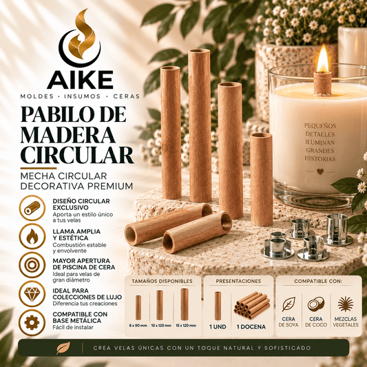 Pabilo de Madera Circular O para Velas | Mecha de Madera - Aike Store