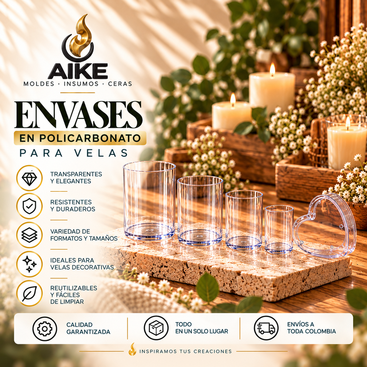 Envase para Velas en Policarbonato | Diferentes Tamaños