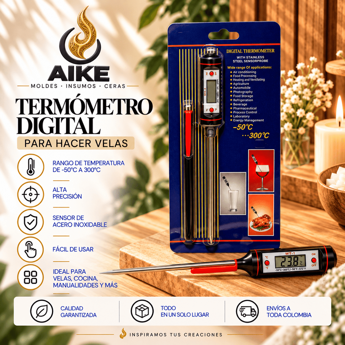 Termómetro Digital para Cera y Velas | -50 °C a 300 °C | AIKE - Aike Store